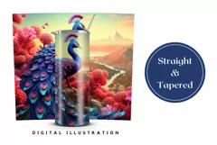 Colorful Peacock Tumbler Wrap, 3D Tumbler Wrap Product Image 3