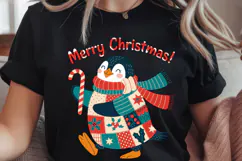 Cute Christmas Penguin Clipart, Kawaii Winter Animal Product Image 1