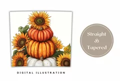 Autumn Pumpkins Tumbler Wrap, Fall Sunflowers Tumbler Design Product Image 3