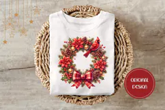 Christmas Wreath Illustration, Cartoon Christmas Bow PNG Product Image 3
