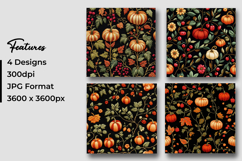 Embroidered Pumpkin Digital Paper Pattern Product Image 3