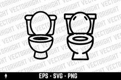 A simple black and white line art icon depicting a toilet Product Image 3