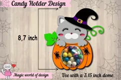 Halloween Cat in a pumpkin candy dome svg, paper cut temp Product Image 2