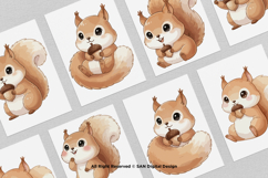 15 Bundle Watercolor Kids Squirrel Burrow Rodent Nut Small Product Image 3