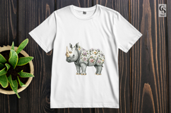 Floral Rhino Watercolor Illustration Clipart Sublimation PNG Product Image 3