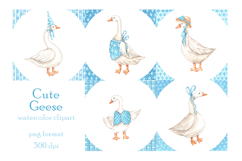 Cute geese watercolor clipart. Goose family. Product Image 3