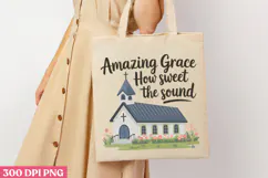 Amazing Grace how sweet PNG, Retro Church Sublimation PNG Product Image 1