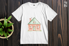 Cute Brick House Watercolor Clipart Sublimation PNG Product Image 3