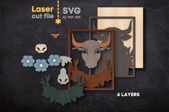 Bull Frame SVG laser cut file for Glowforge Product Image 3