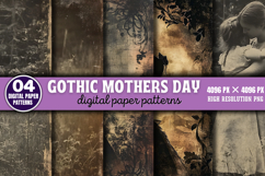 Gothic Mothers Day Digital Paper Bundle PNG Product Image 4