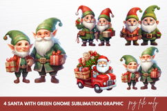 Santa With Green Gnome Sublimation Clipart Product Image 1
