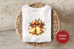 Cartoon Christmas Bells Illustration, Gold Christmas PNG Product Image 3