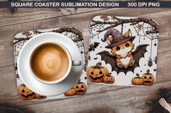 Bat Coaster Sublimation, Halloween Coaster PNG Product Image 1