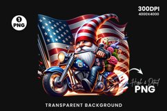 4th July Gnome biker Clipart, Patriotic Gnome sublimation Product Image 2