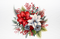 Christmas Flower Bouquet Clipart PNG Product Image 3