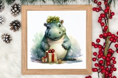 Cute Christmas Hippo Sublimation Clipart, Christmas Clipart Product Image 3
