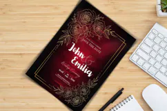 Luxury Royal Burgundy and Gold Wedding Invitation Template Product Image 3
