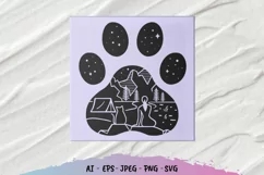 Monogram Girl and Pet at Campsite in Animal Paw SVG Product Image 3