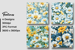 White and Blue Daisy Flowers Digital Paper Product Image 3