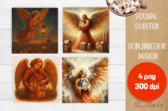 Christmas angel Sublimation Coaster Design Product Image 1