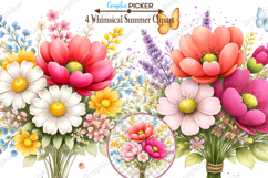 Whimsical Summer Flowers Clipart PNG, Whimsical Flowers PNG Product Image 3