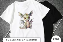 Watercolor cute Dragon sublimation png Product Image 3