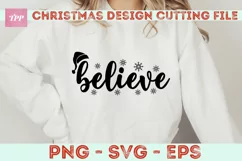 Believe SVG - Christmas Cut Files - Santa Hat png Product Image 4