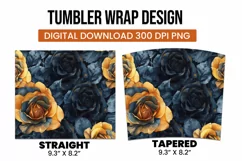 Black and golden roses watercolor tumbler wrap sublimation Product Image 3
