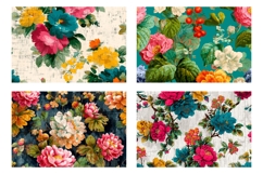 Cartoon Cosmetic Bag Designs, Vintage Flowers Cosmetic Bag Product Image 3