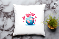 Heart Shaped Earth World Love Clipart Sublimation PNG Product Image 3