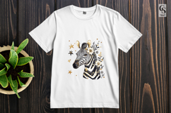 Gold Star Zebra Floral Watercolor Clipart Sublimation PNG Product Image 2