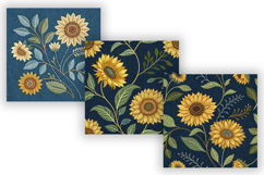 Vintage Sunflower Seamless Pattern Bundle, Watercolor Product Image 3