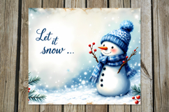 Christmas snowman card | Skinny tumbler sublimation design Product Image 3