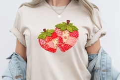 Patchwork Strawberries PNG, Vintage Cottagecore Summer Clipa Product Image 3