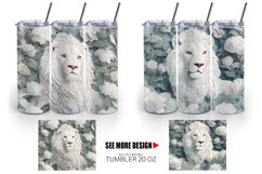 3D White Lion in the Bush| Tumbler Sublimation Wrap Product Image 4