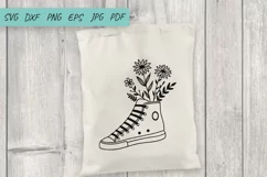 Wildflowers svg, Flowers in sneakers, Flower svg, Daisy svg Product Image 2