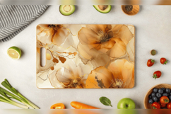 Gold Alcohol Ink Flowers Cutting Boards sublimation Design Product Image 3