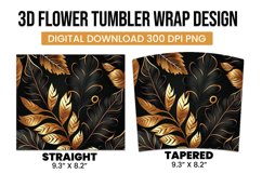 Golden and black 3d leaves tumbler wrap Product Image 3
