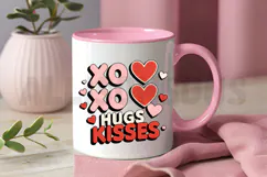 Valentines Day Hugs Kisses Xoxo Hearts Illustration Graphic Product Image 3