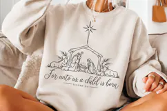 For Unto Us a Child Is Born Nativity PNG, Isaiah 9:6 Christi Product Image 3