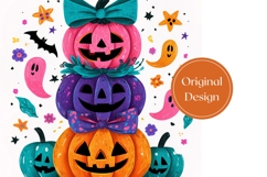 Colorful Halloween Pumpkins Tumbler, Cartoon Halloween Print Product Image 3
