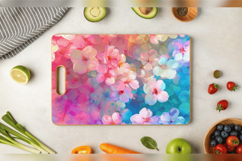 Rainbow Cherry Blossom Floral Cutting Boards sublimation Des Product Image 3