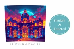 Colorful Tumbler Wrap Design, Neon Castle Tumbler Design Product Image 3