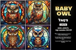 Baby Owl Stained Glass Square Coaster - 04 Variations Product Image 2