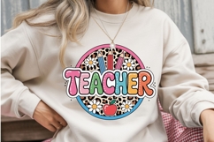 Teacher Leopard Print Daisy SVG PNG Product Image 2