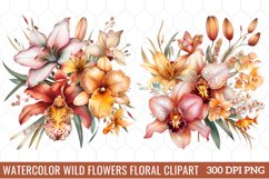 Watercolor Wild Flowers Floral Clipart, Watercolor Clipart Product Image 1