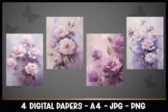 4 Beautiful Flowers Digital Papers I Junk Journal Pages Product Image 2