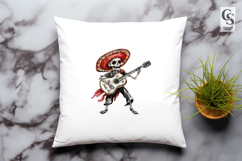 Skeleton Guitarist Watercolor Clipart PNG Product Image 3