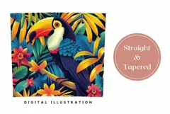 Toucan Tumbler Wrap Design, Tropical Leaves Tumbler PNG Product Image 3