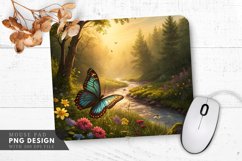 Enchanted Butterfly Nature Scene Mouse Pad PNG Design Product Image 1